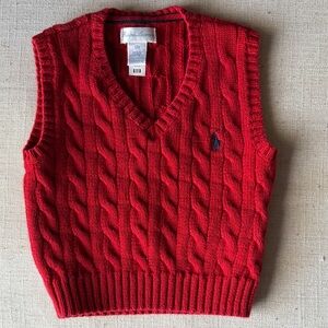 Polo Red Cable Knit Sweater Vest